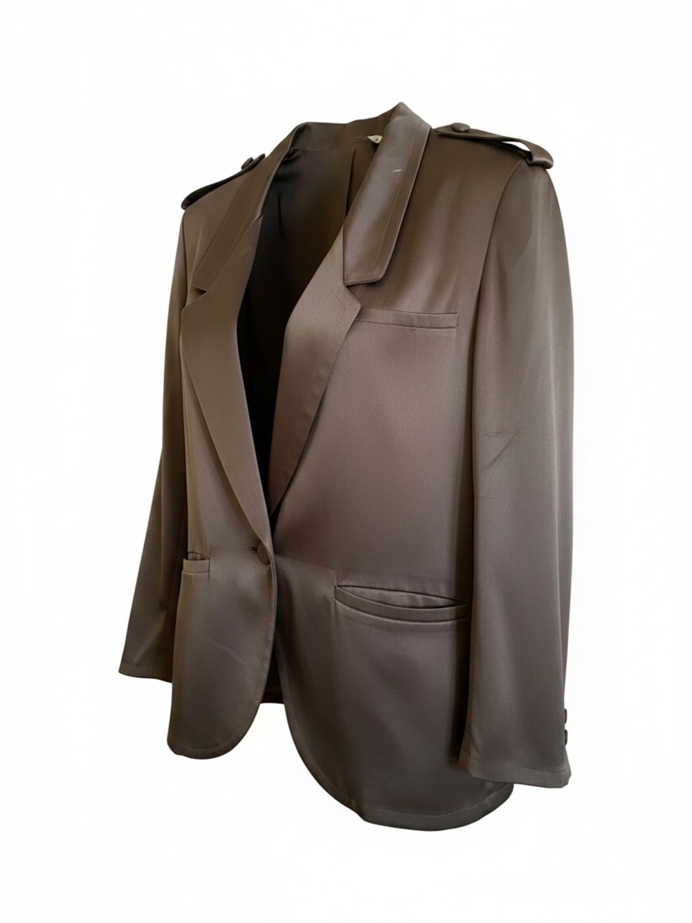 100% Silk Tailored Women's Brown Single-Button Blazer Jacket